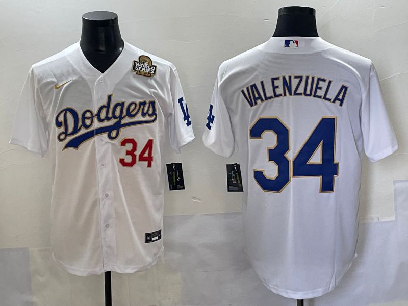 Men 2025 Los Angeles Angels #34 Valenzuela White Gold Game Nike MLB Jersey style 4->los angeles angels->MLB Jersey